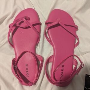 Torrid Fuchsia Pink Strappy Sandals Size 7 WW Wide Width